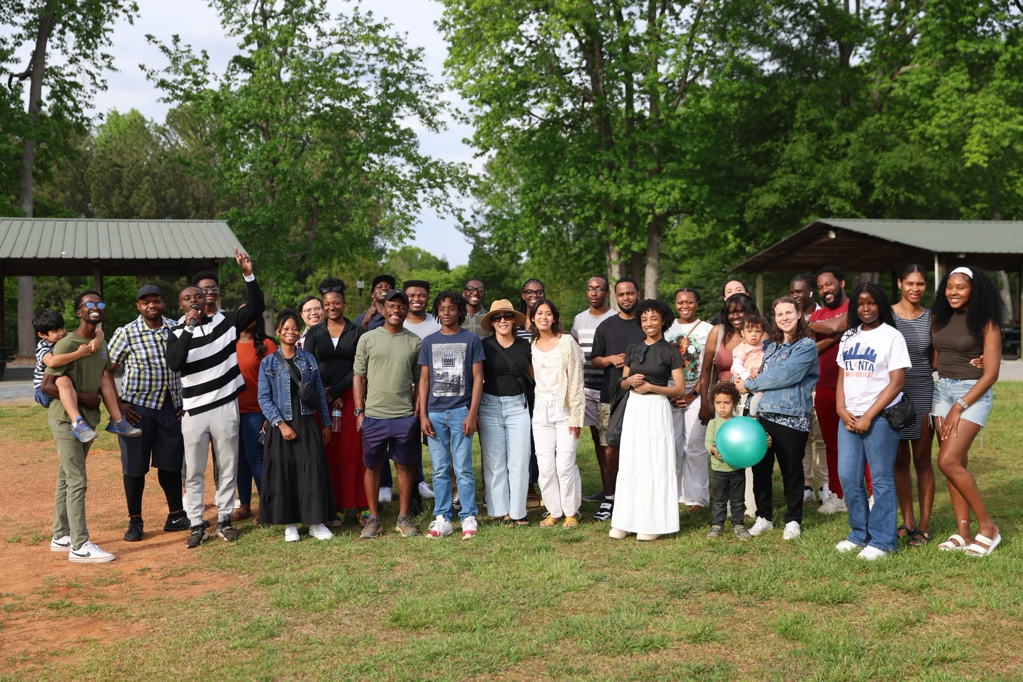 Young adults gathering for a fellowship dinner in Atlanta